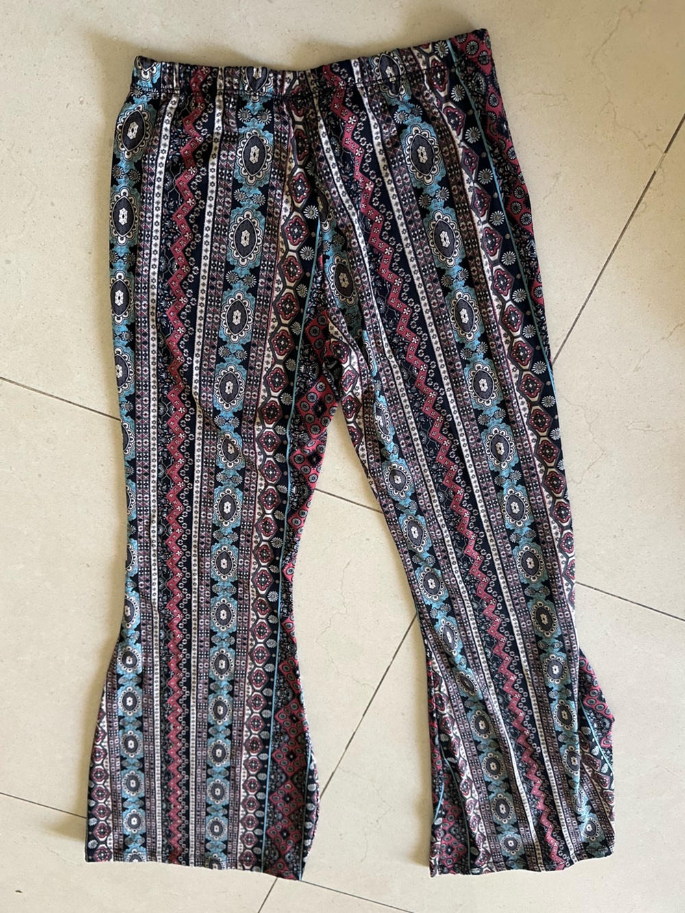 Kaitlyn Multicolor Aztec Stripe Wide-Leg Pants